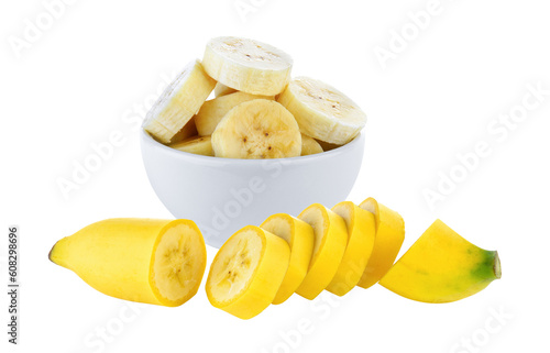Fototapeta Naklejka Na Ścianę i Meble -  slice banana in bowl on transparent png