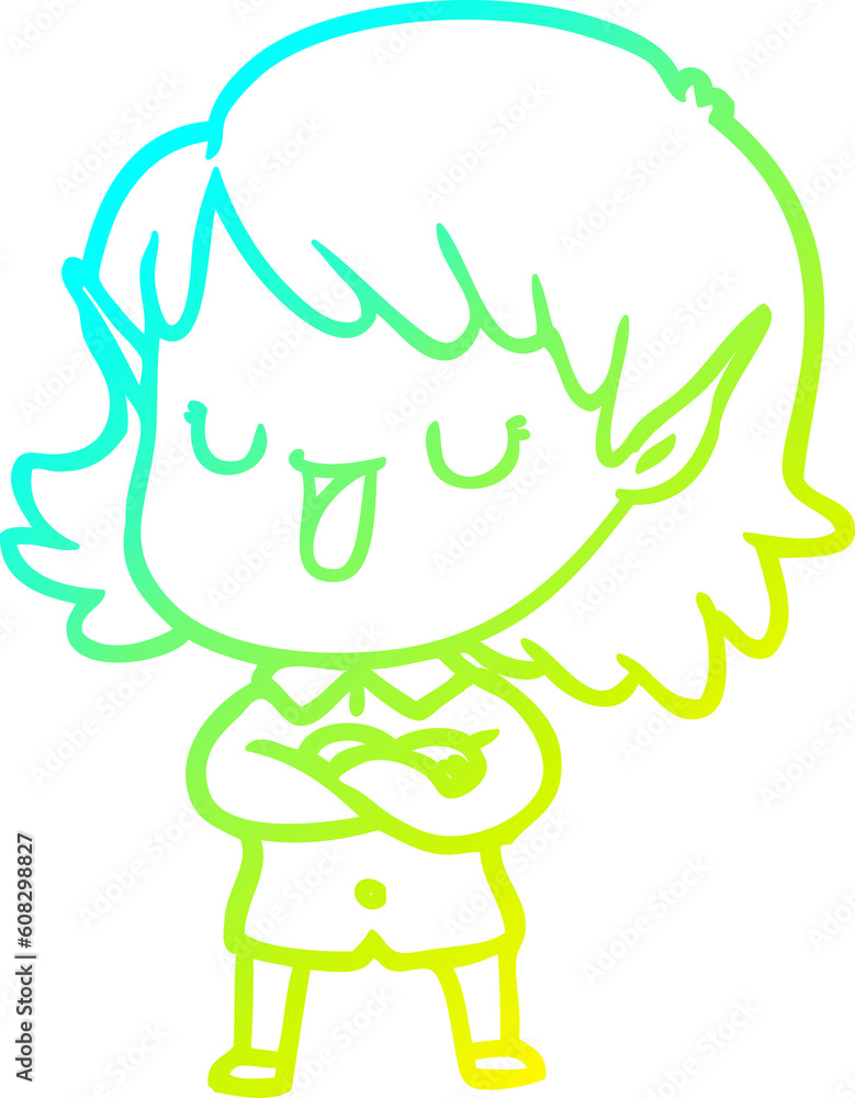 cold gradient line drawing of a cartoon elf girl cold gradient line drawing of a cartoon elf girl
