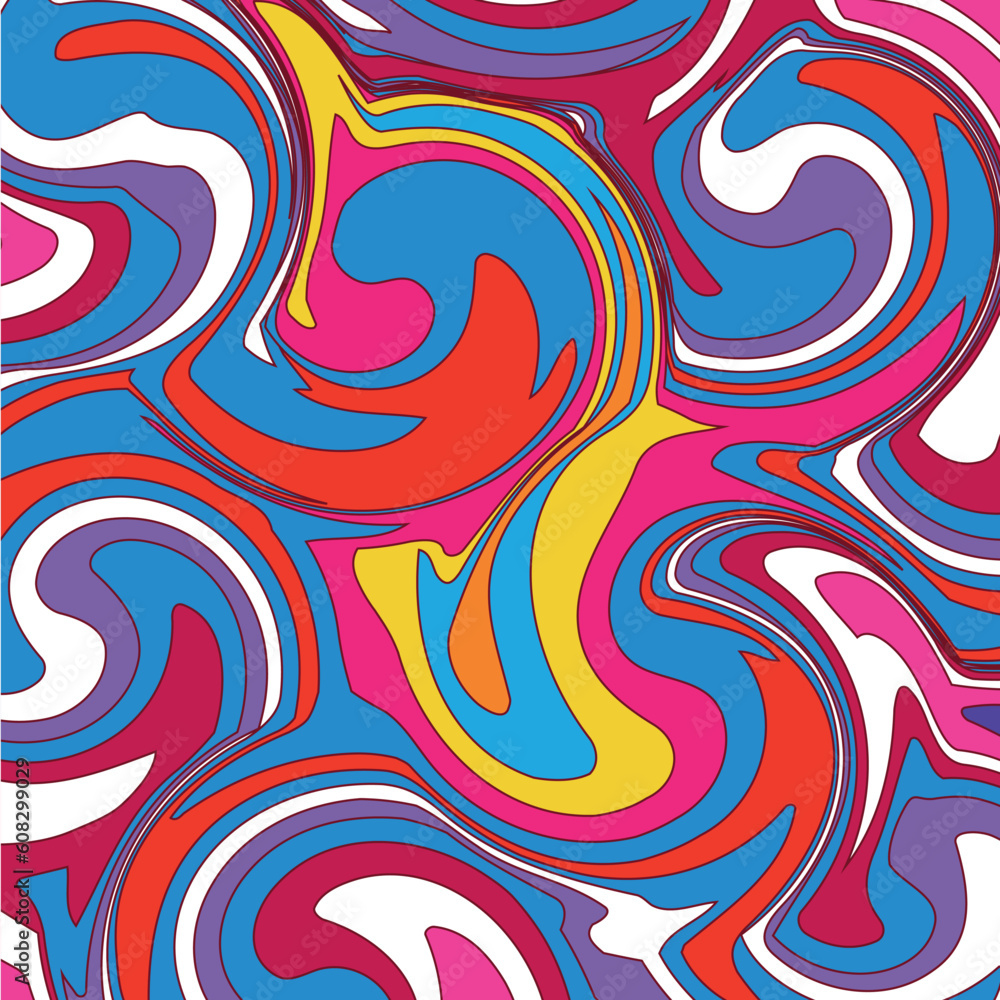 Fototapeta premium Spiral Psychedelic Design. Candy colors pink blue purple yellow groovy illusion background