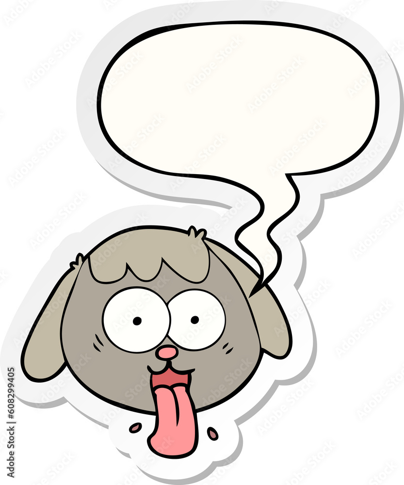 cartoon dog face panting with speech bubble sticker cartoon dog face panting with speech bubble sticker