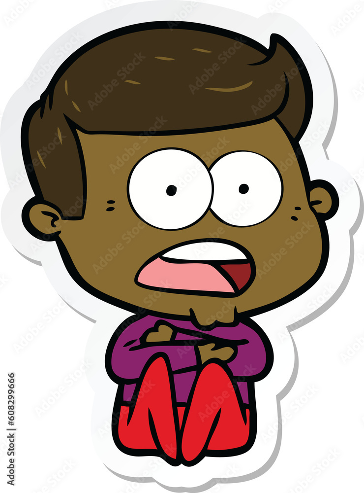 sticker of a cartoon shocked man