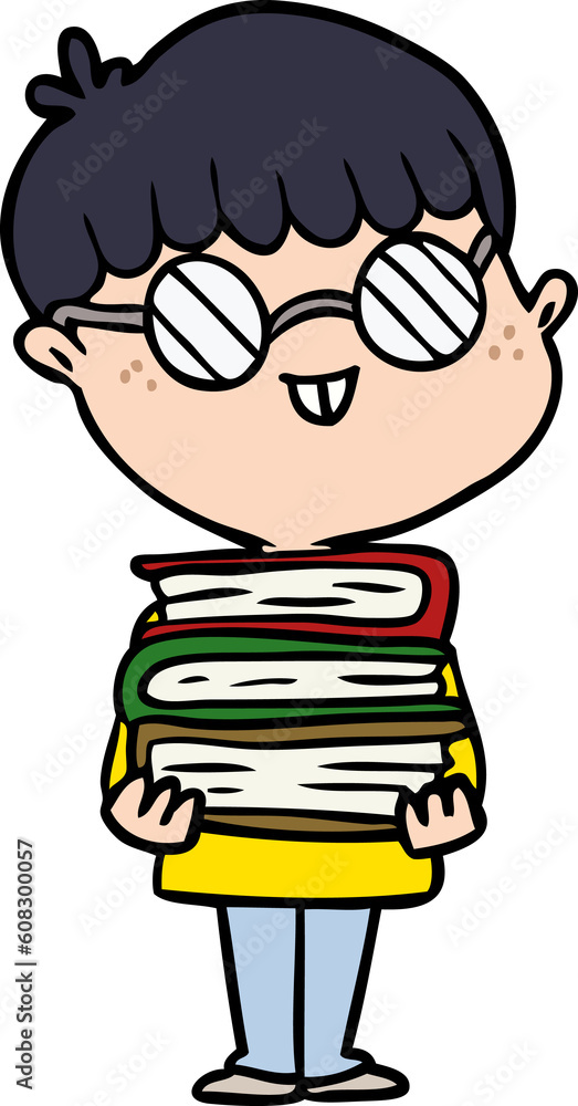 cartoon nerd boy with spectacles and book cartoon nerd boy with spectacles and book