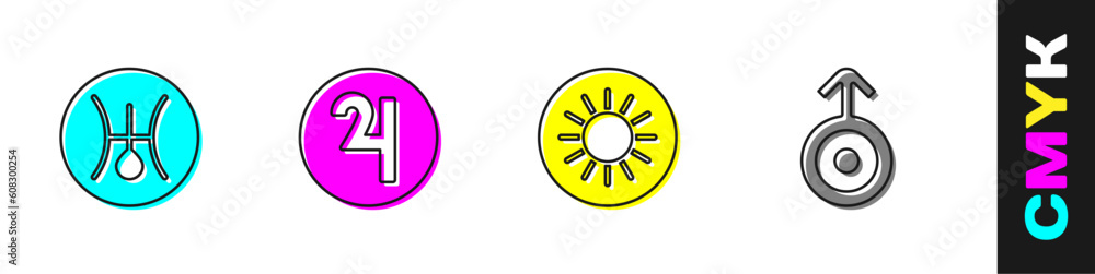 Set Symbol Uranus, Jupiter, Sun and icon. Vector Set Symbol Uranus, Jupiter, Sun and icon. Vector