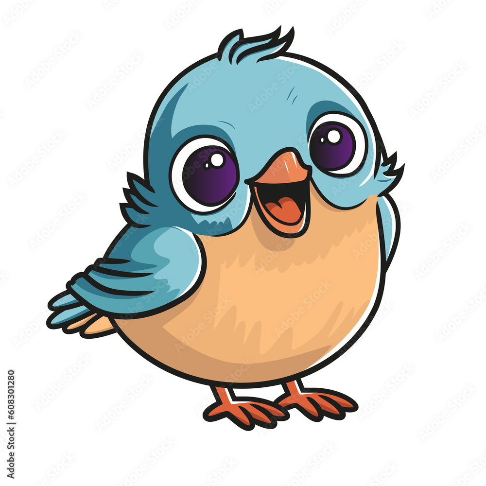 Cartoon happy bird. Illustration on transparent background Cartoon happy bird. Illustration on transparent background