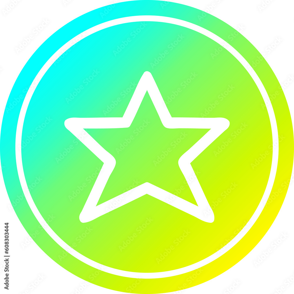 star shape circular icon with cool gradient finish star shape circular icon with cool gradient finish