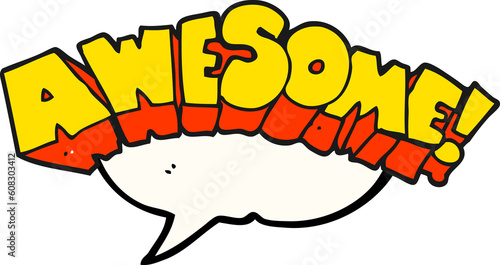 Εκτύπωση καμβά freehand drawn speech bubble cartoon word awesome