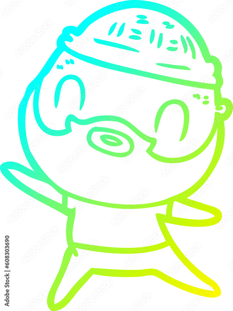 cold gradient line drawing of a cartoon bearded man cold gradient line drawing of a cartoon bearded man
