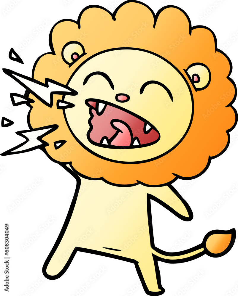 Obraz premium cartoon roaring lion