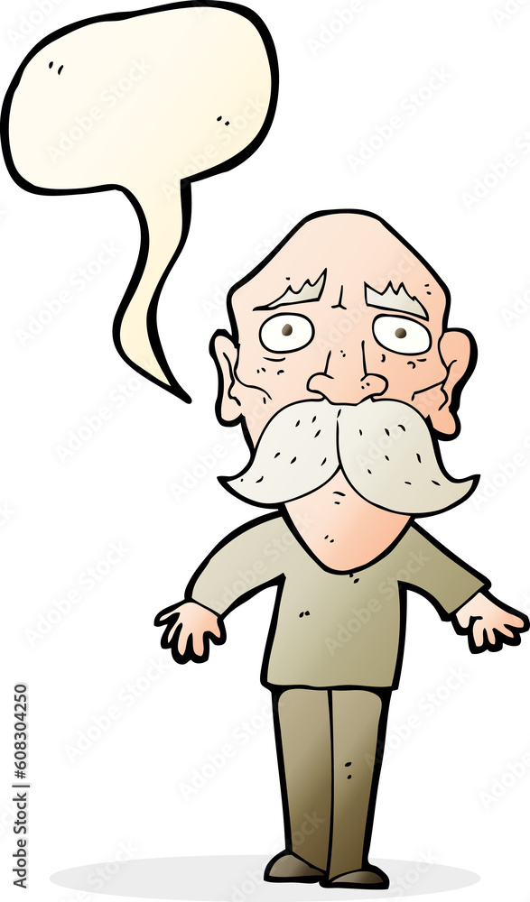 Fototapeta premium cartoon sad old man with speech bubble