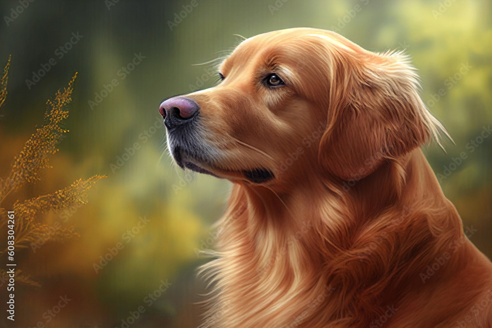 Golden retriever dog. AI Generated