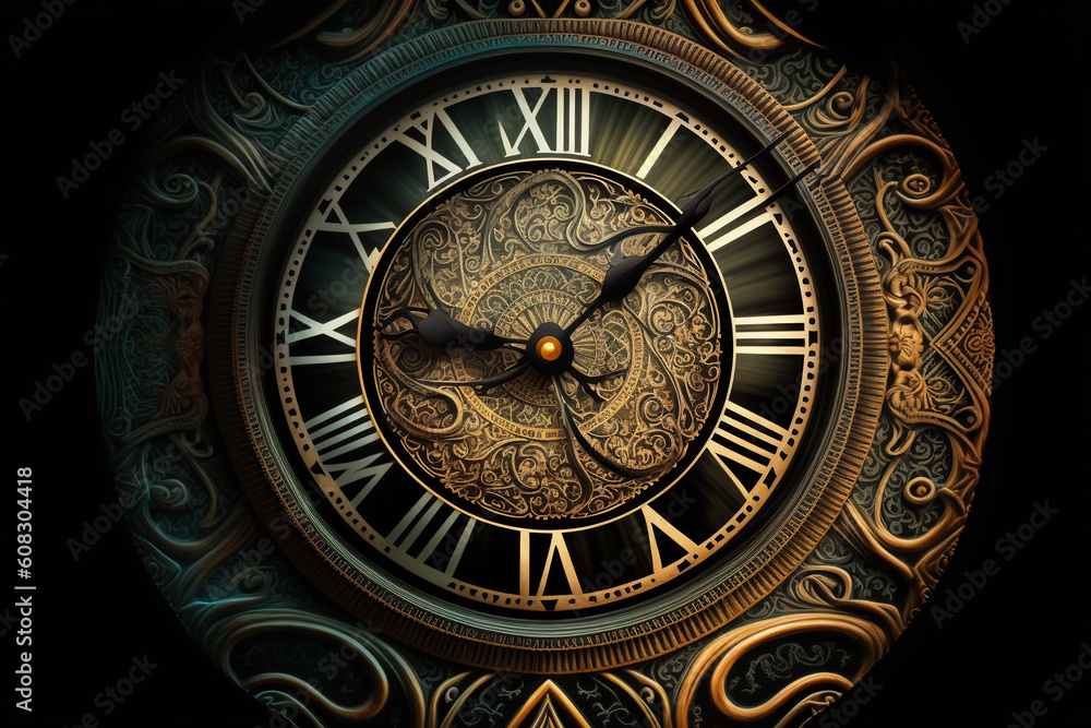 Vintage clock face. AI Generated