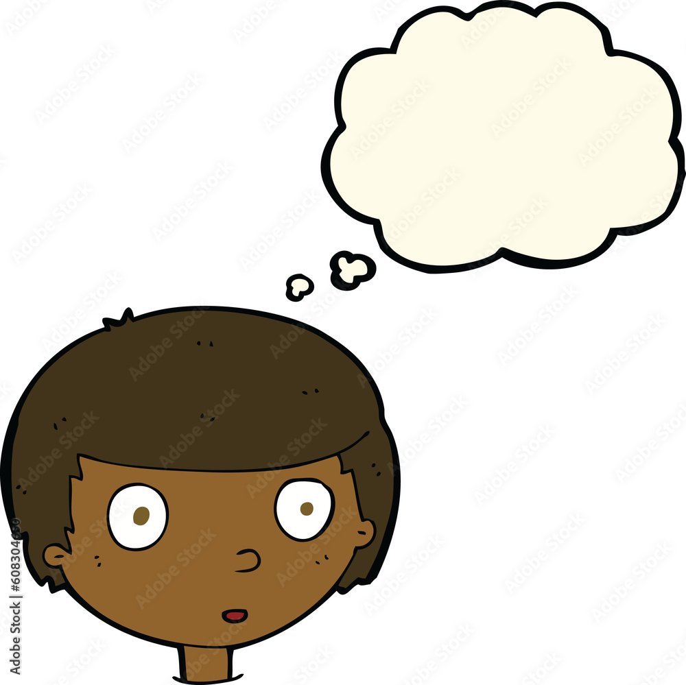 cartoon curious boy with thought bubble cartoon curious boy with thought bubble