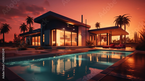 Expensive private villa, Swimming pool in a private house. Generative Ai © hassanmim2021