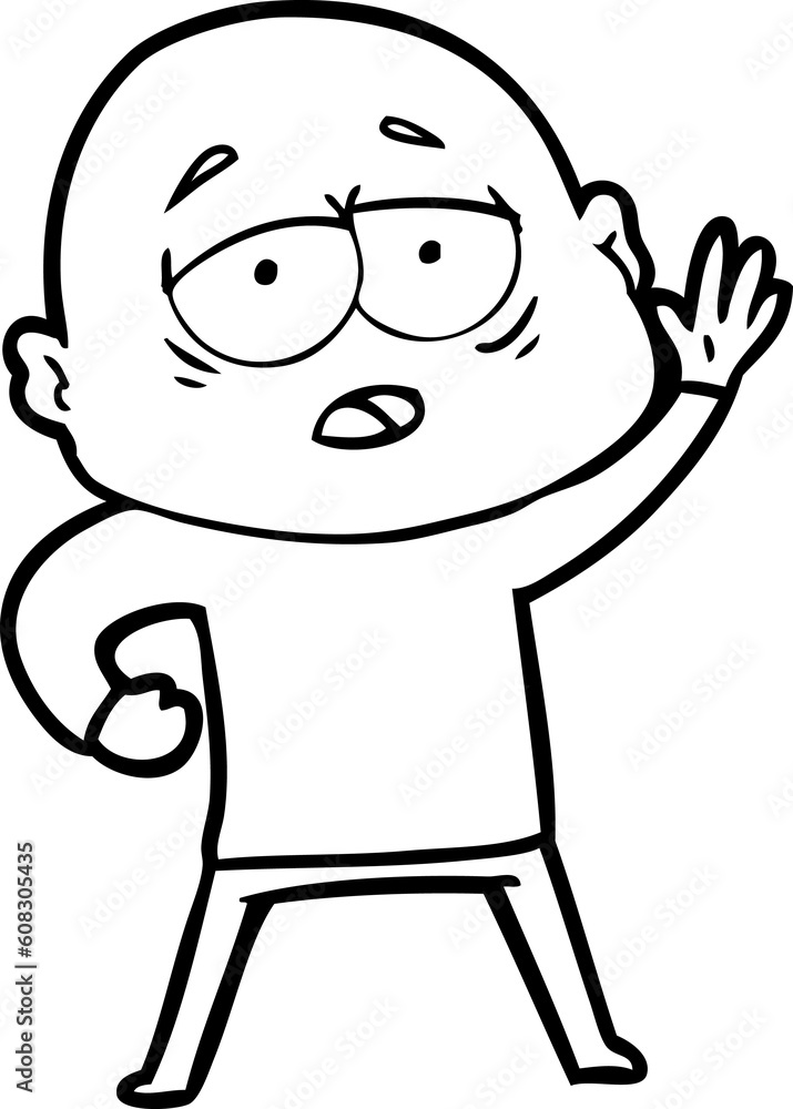 cartoon tired bald man cartoon tired bald man