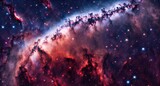 Stunning view of the Carina Nebula, a large star-forming region in the Milky Way Galaxy. The bright red and blue colors of the neb - created with Generative AI - hot and dishy image of Night sky Uni