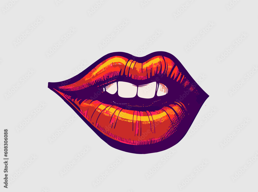 Woman Lips Pop Art illustration. Artificial Art. Woman Lips Pop Art illustration. Artificial Art.