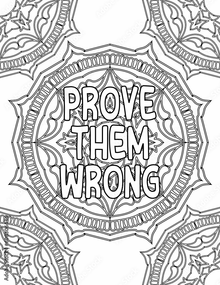 Printable mandala coloring page for adults and kids with positive affirmation words for self-love