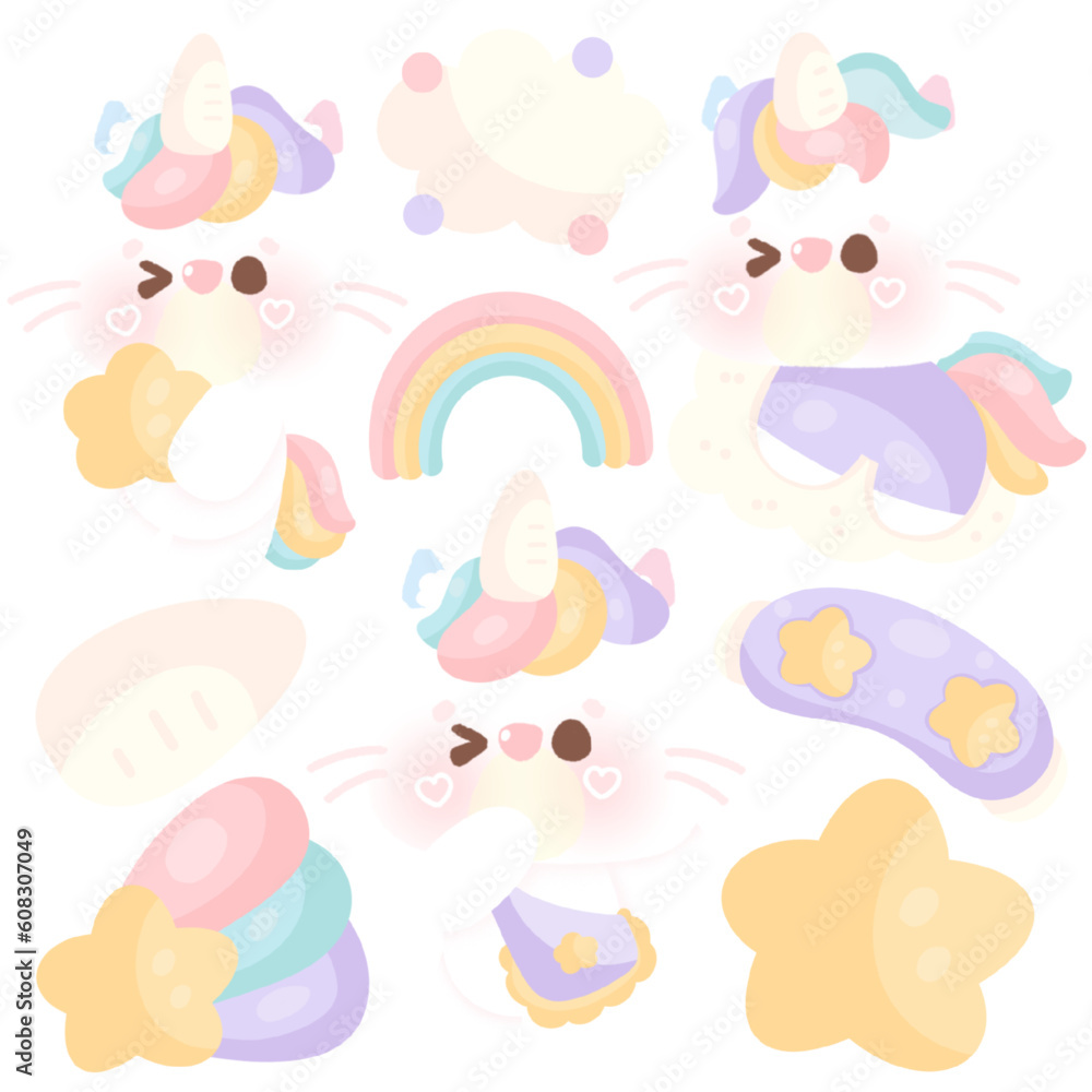 Unicorn cat in pastel colors