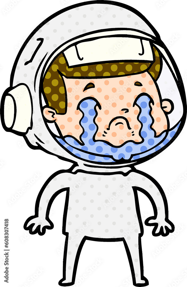 Obraz premium cartoon crying astronaut