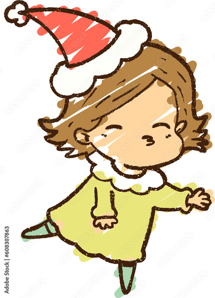 Christmas Woman Chalk Drawing Christmas Woman Chalk Drawing