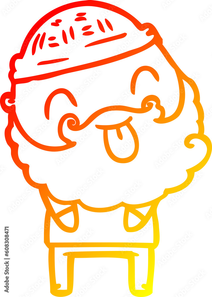 warm gradient line drawing of a man with beard sticking out tongue warm gradient line drawing of a man with beard sticking out tongue