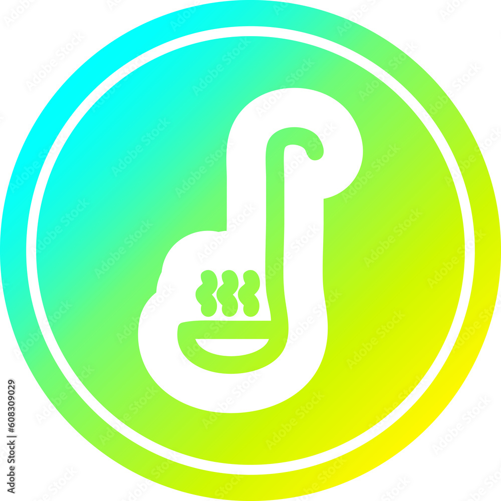 soup ladle circular icon with cool gradient finish soup ladle circular icon with cool gradient finish