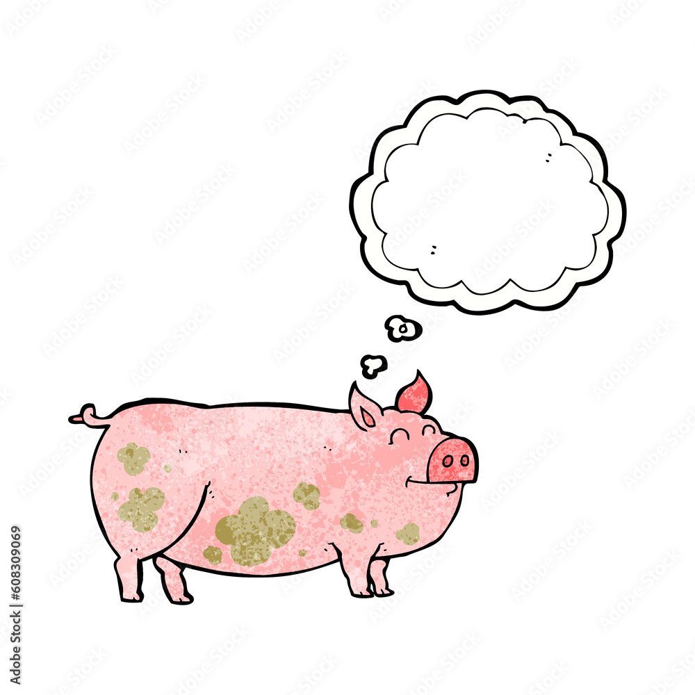 freehand drawn thought bubble textured cartoon muddy pig freehand drawn thought bubble textured cartoon muddy pig