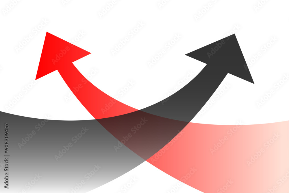 Perspective red and black rising arrow. Perspective red and black rising arrow.