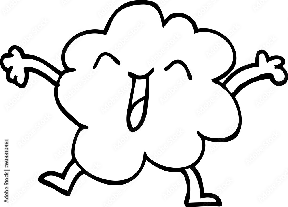 line drawing cartoon happy grey cloud line drawing cartoon happy grey cloud