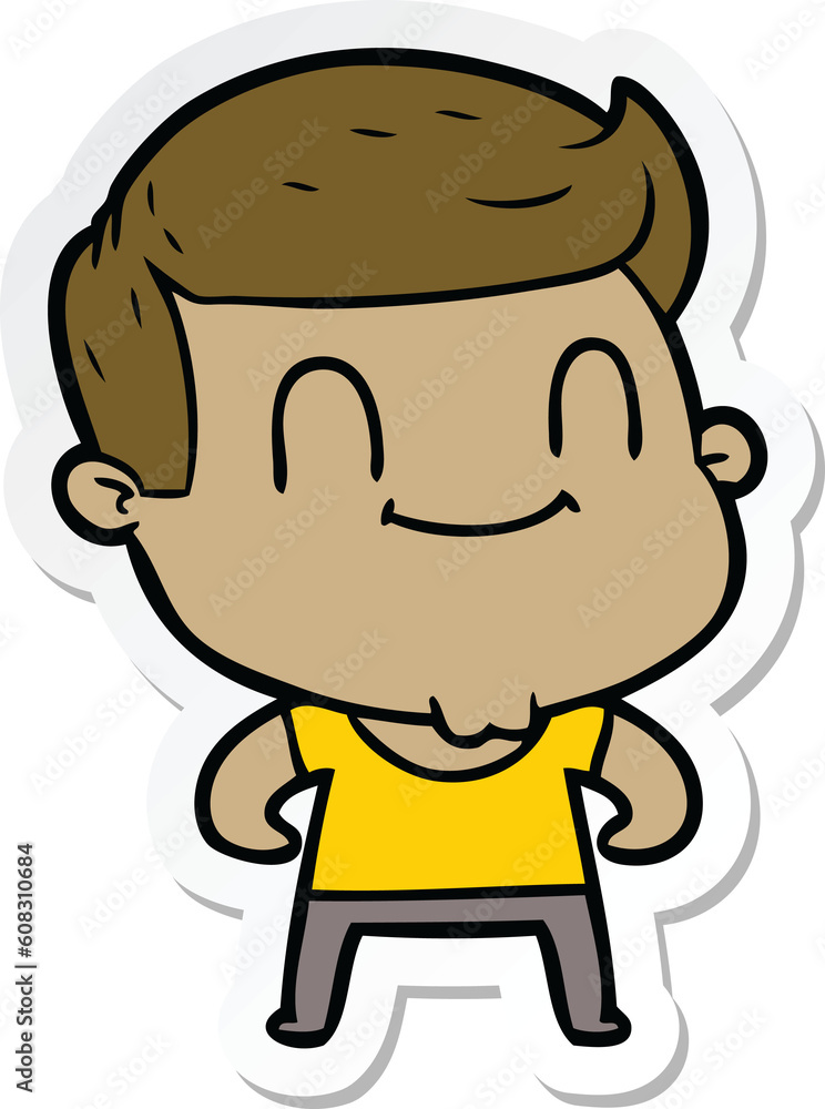 sticker of a cartoon friendly man sticker of a cartoon friendly man