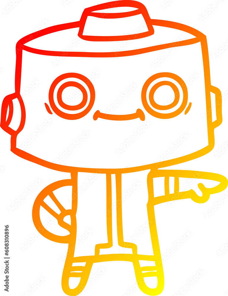 warm gradient line drawing of a cartoon robot warm gradient line drawing of a cartoon robot