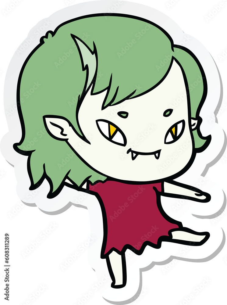 sticker of a cartoon friendly vampire girl sticker of a cartoon friendly vampire girl