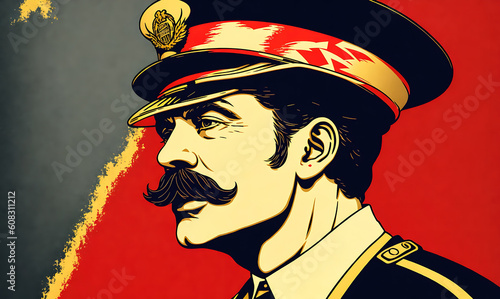 A man in a military uniform, a propaganda poster in retro style - created with Generative AI