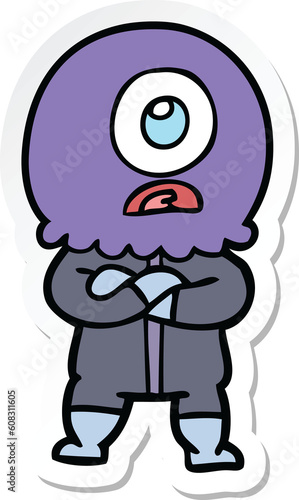 Wallpaper Mural sticker of a annoyed cartoon cyclops alien spaceman Torontodigital.ca