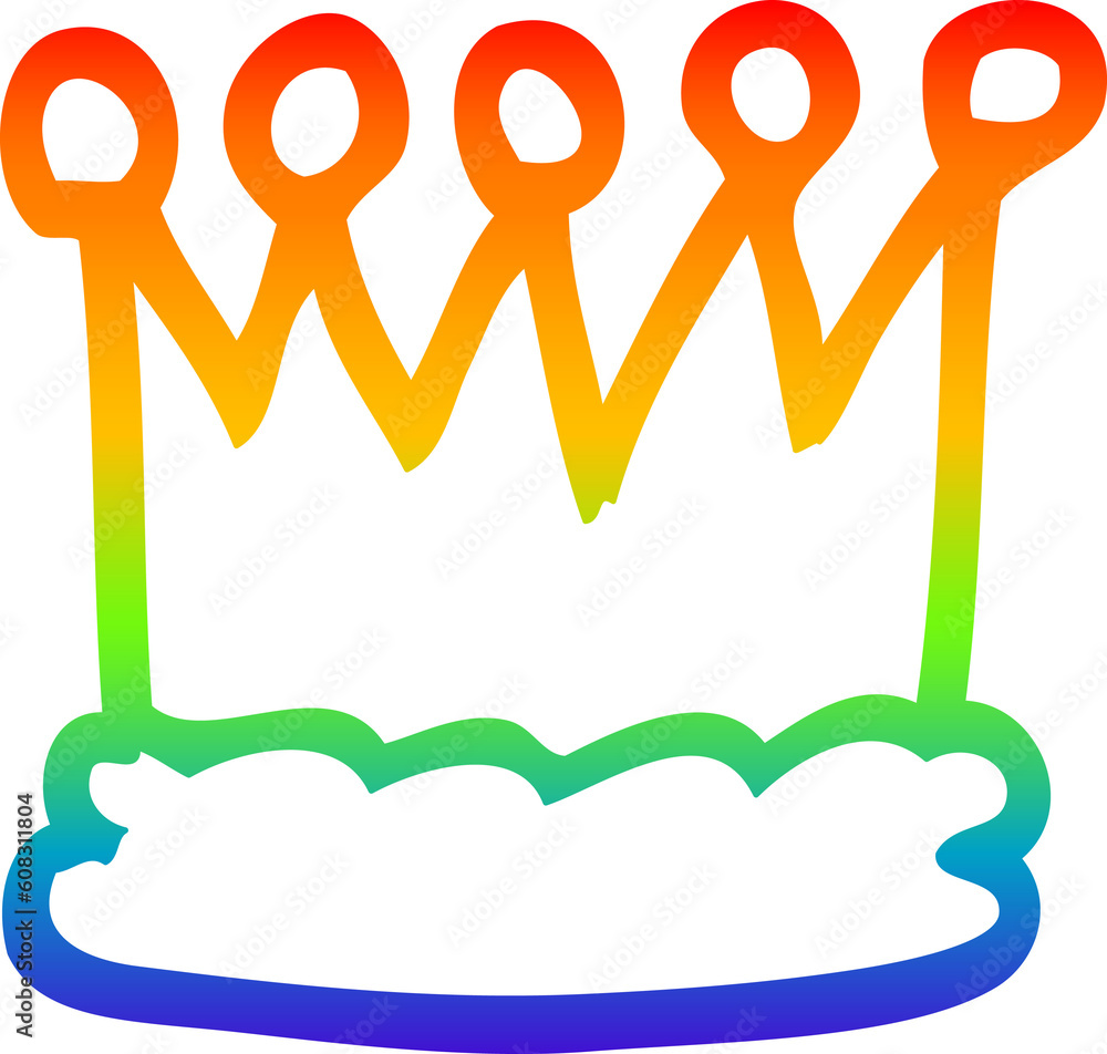 rainbow gradient line drawing of a cartoon gold crown rainbow gradient line drawing of a cartoon gold crown