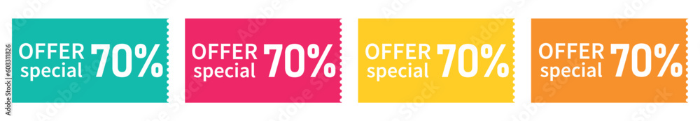 set colorful voucher, special discount, special offer 70% set colorful voucher, special discount, special offer 70%