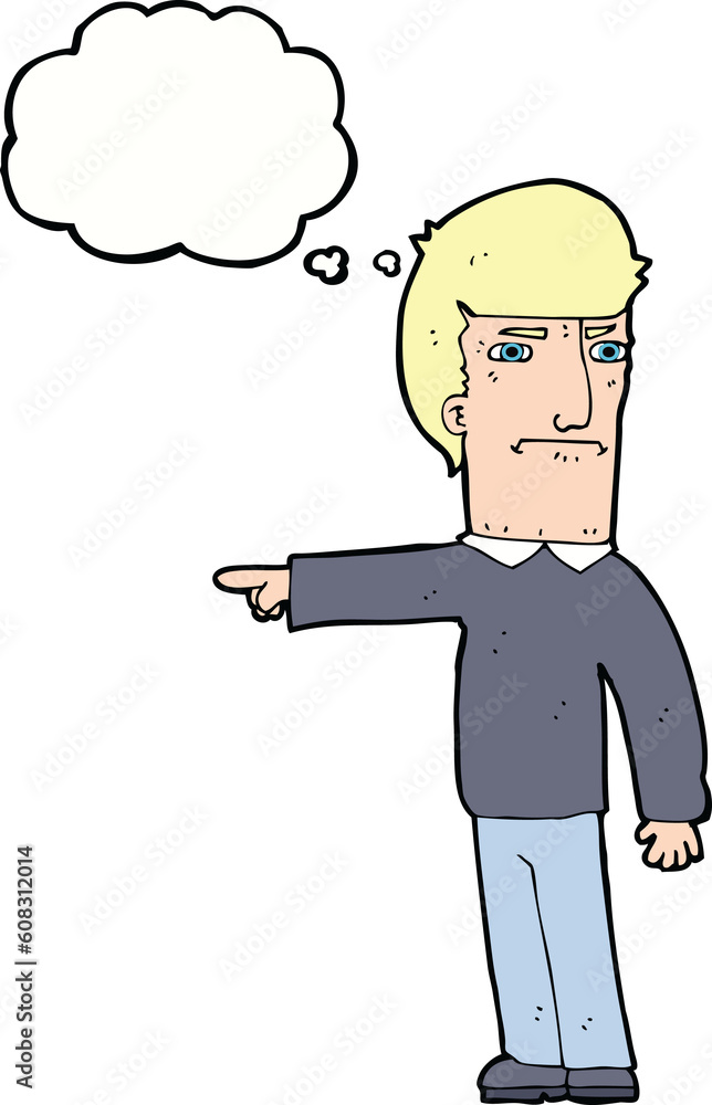 cartoon man pointing with thought bubble cartoon man pointing with thought bubble