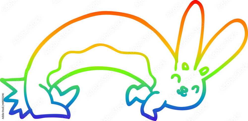 rainbow gradient line drawing of a funny cartoon rabbit rainbow gradient line drawing of a funny cartoon rabbit