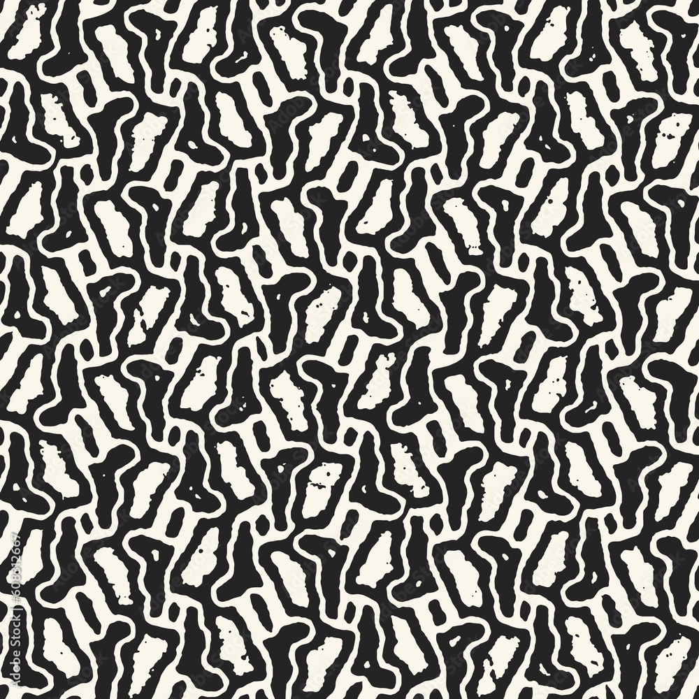 Ink Drawn Contoured Ethnic Graphic Motif Textured Pattern