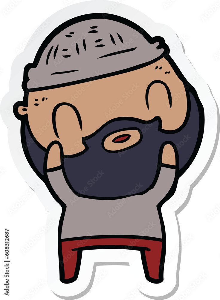 sticker of a cartoon bearded man