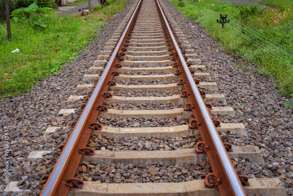 railroad tracks in the countryside railroad tracks in the countryside