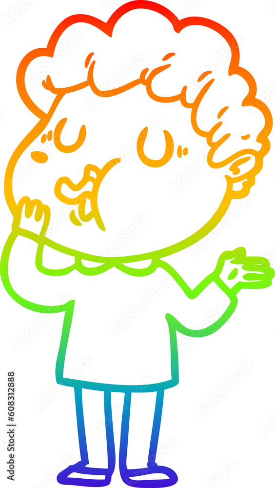 rainbow gradient line drawing of a cartoon man singing rainbow gradient line drawing of a cartoon man singing