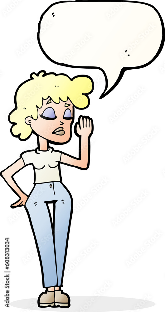 cartoon woman ignoring with speech bubble cartoon woman ignoring with speech bubble