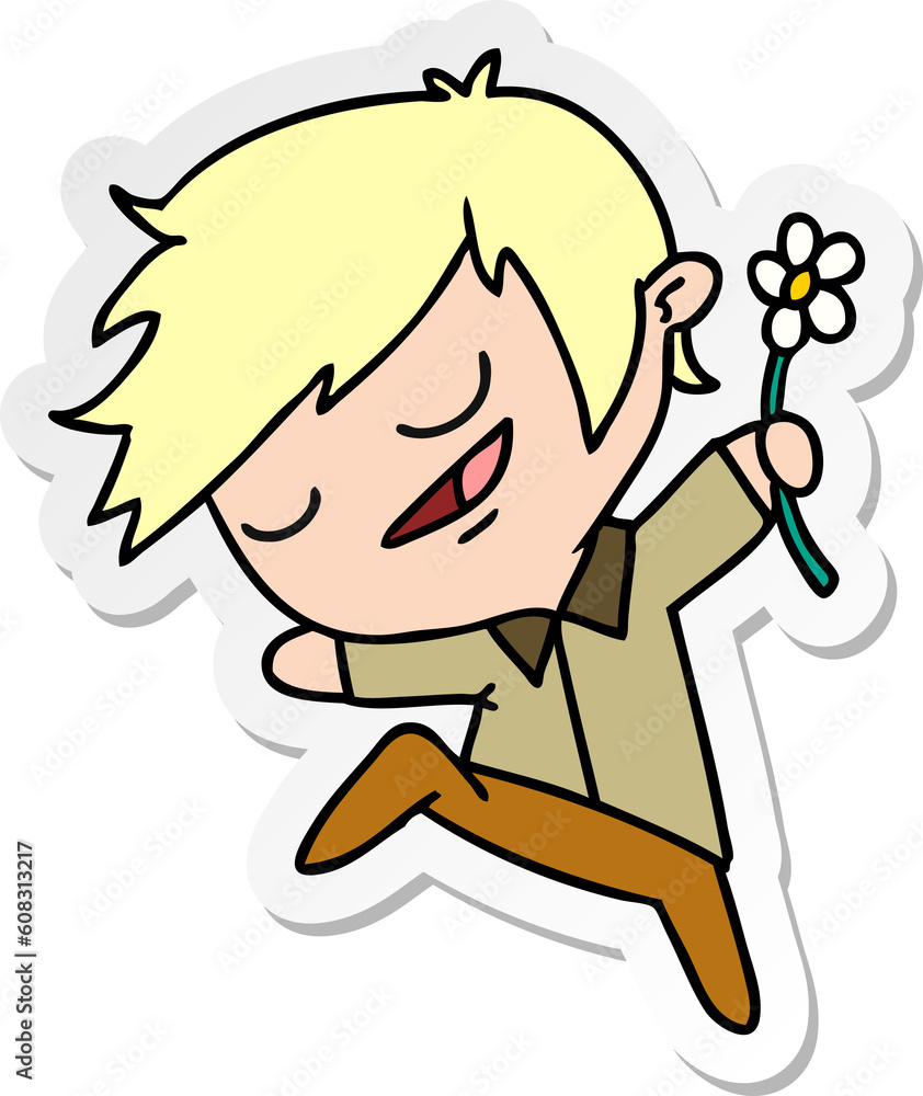 freehand drawn sticker cartoon of kawaii cute boy freehand drawn sticker cartoon of kawaii cute boy