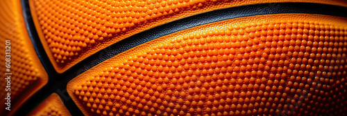close-up of a basketball ball texture, perfect for sports banners and graphics, vivid orange color, AI © THINGDSGN