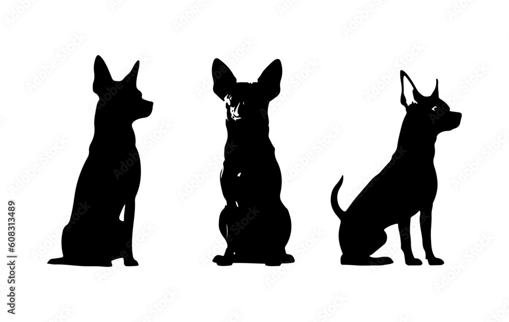 chihuahua dog Silhouette vector set