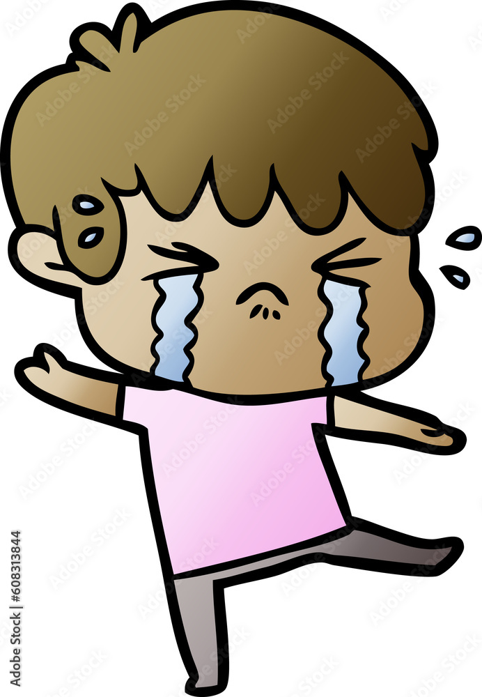 Obraz premium cartoon boy crying