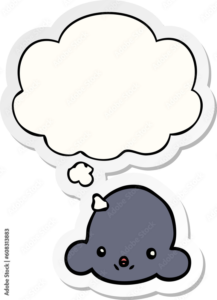 cartoon cloud with thought bubble as a printed sticker cartoon cloud with thought bubble as a printed sticker