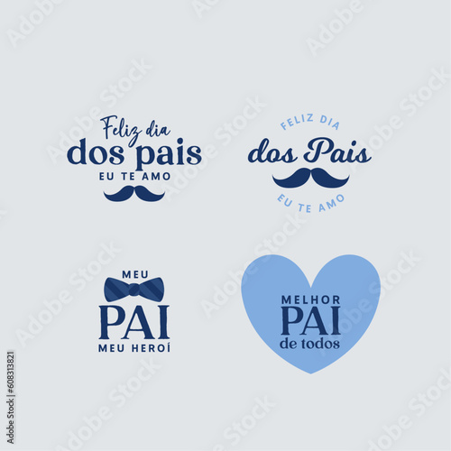 Feliz Dia dos Pais. Conjunto de emblemas. Badges