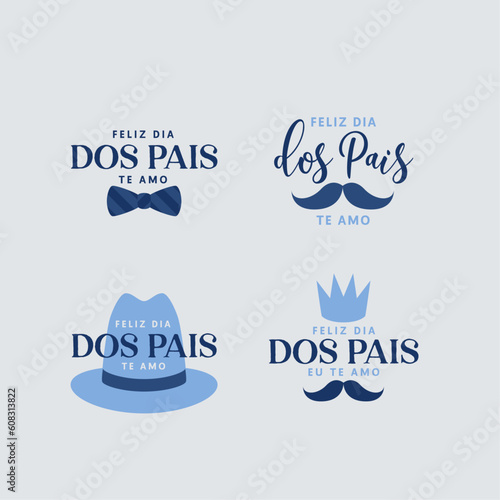Feliz Dia dos Pais. Conjunto de emblemas. Badges